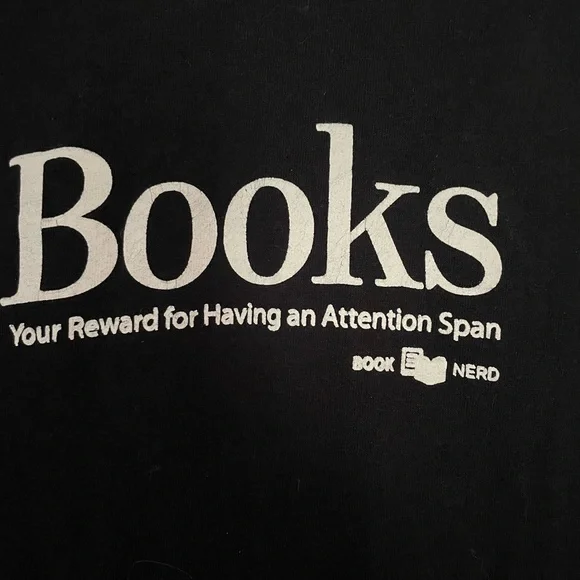 Books: Your Reward for Having an Attention Span Black Short Sleeved T Shirt - Picture 5 of 5